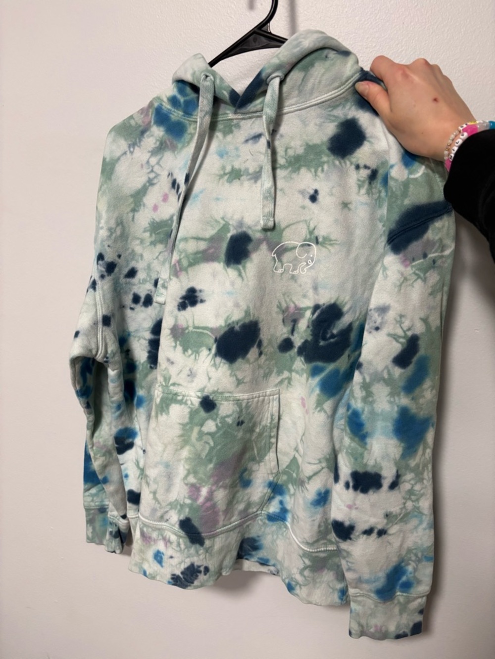 ivory ella Tie-Dye Hoodie in Blue, Green, Navy